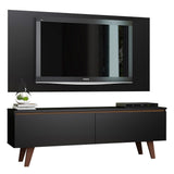 Rack Madesa Le Mans con Panel para TV hasta 55 Pulgadas 2 Puetas Negro