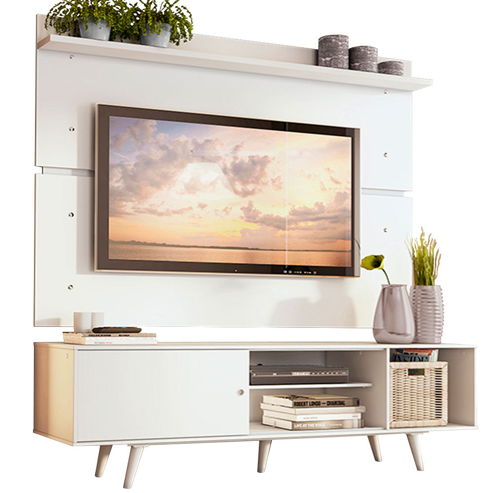 Rack Madesa Dubai con Panel para TV hasta 65 Pulgadas con Patas Blanco