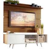 Rack Madesa Dubai con Panel para TV hasta 65 Pulgadas con Patas Blanco/Marrón