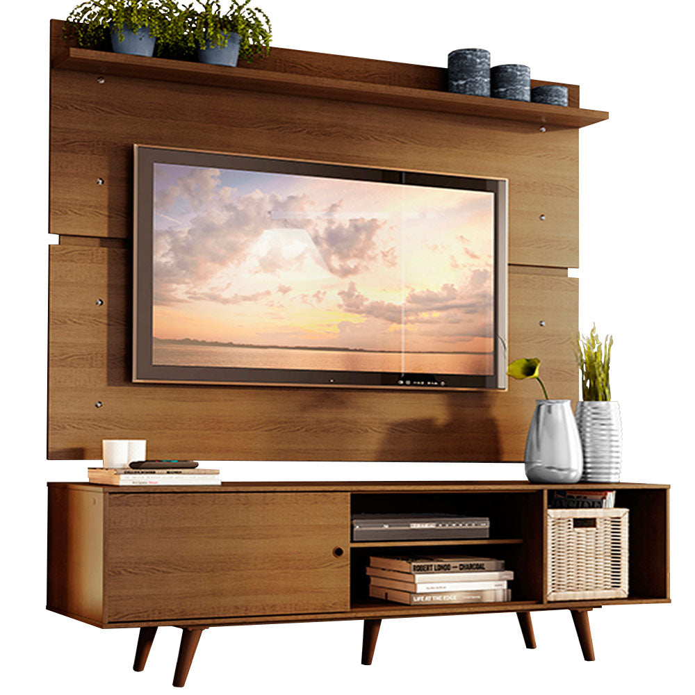 Rack Madesa Dubai con Panel para TV hasta 65 Pulgadas con Patas Marrón