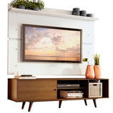 Rack Madesa Dubai con Panel para TV hasta 65 Pulgadas con Patas Marrón/Blanco