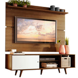 Rack Madesa Dubai con Panel para TV hasta 65 Pulgadas con Patas Marrón/Blanco