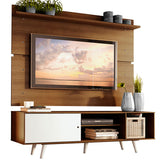 Rack Madesa Dubai con Panel para TV hasta 65 Pulgadas con Patas Marrón/Blanco