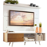 Rack Madesa Dubai con Panel para TV hasta 65 Pulgadas con Patas Blanco/Marrón