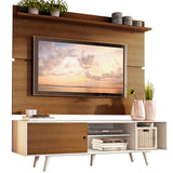 Rack Madesa Dubai con Panel para TV hasta 65 Pulgadas con Patas Blanco/Marrón