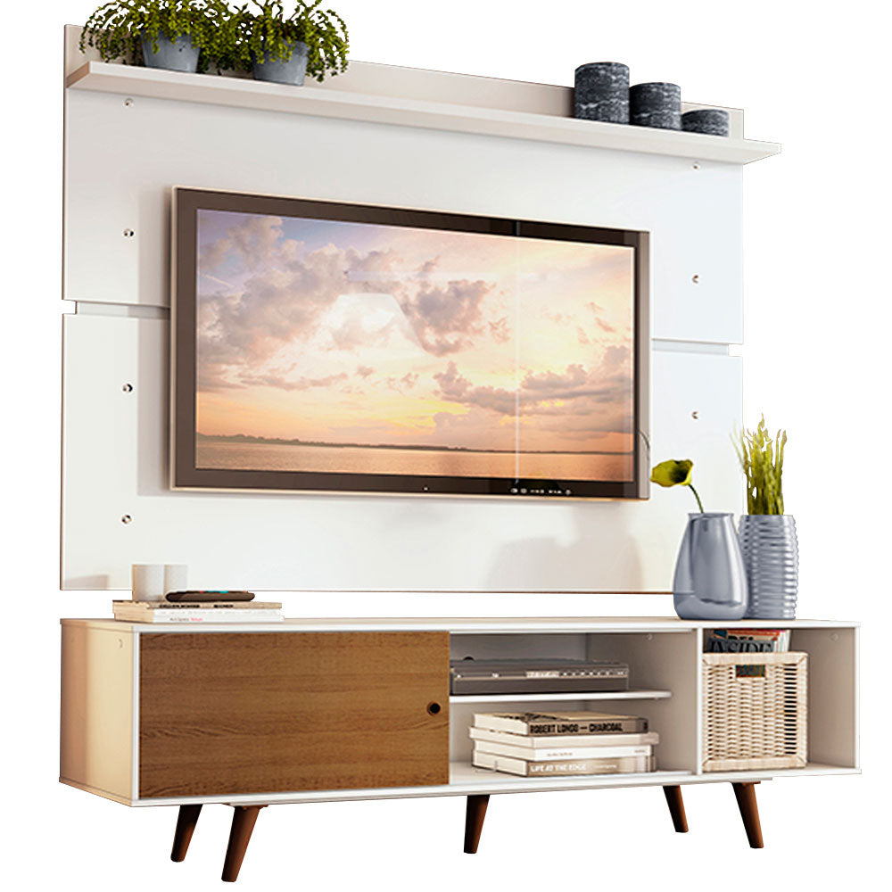 Rack Madesa Dubai con Panel para TV hasta 65 Pulgadas con Patas Blanco/Marrón