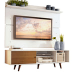 Rack Dubai con Panel de TV hasta 65 Pulgadas 160 cm con Patas Blanco/Marrón Madesa
