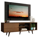 Rack Madesa Dubai con Patas y Panel para TV hasta 58 Pulgadas Marrón/Negro
