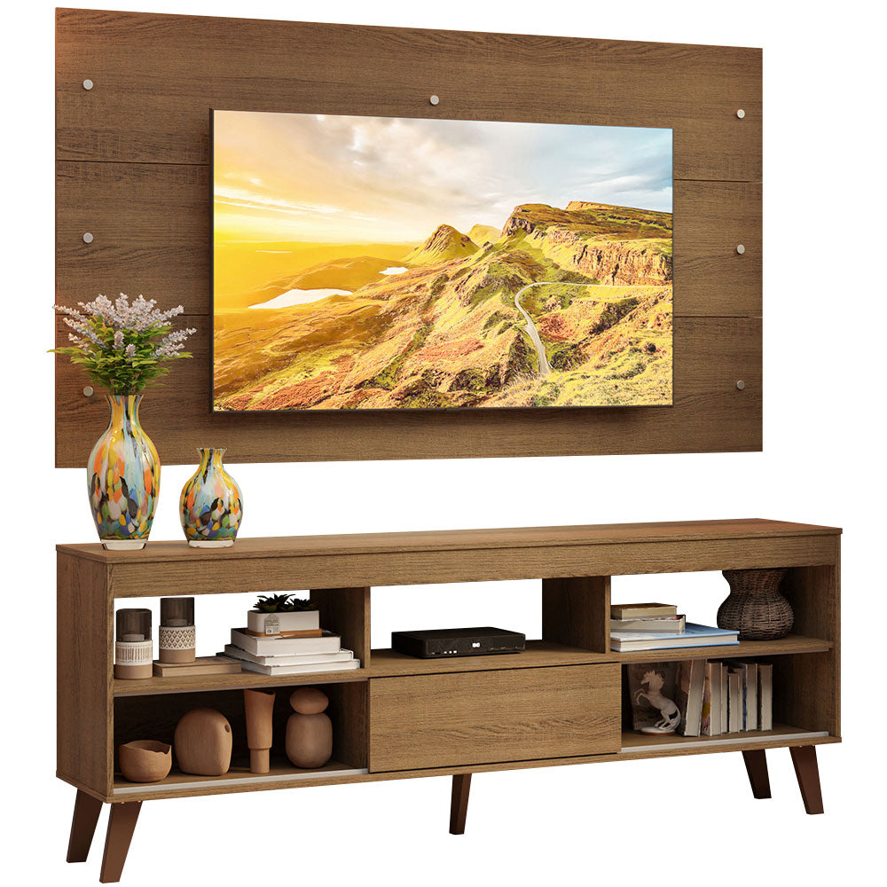 Rack con Panel para TV hasta 65 Pulgadas con Patas Marrón Texas Madesa