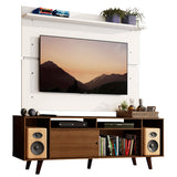 Rack Madesa Cancun con Patas y Panel para TV hasta 65 Pulgadas Marrón/Blanco