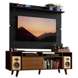 Rack Madesa Cancun con Patas y Panel para TV hasta 65 Pulgadas Marrón/Negro