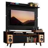 Rack Madesa Cancun con Patas y Panel para TV hasta 65 Pulgadas Marrón/Negro