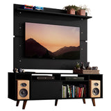 Rack Madesa Cancun con Patas y Panel para TV hasta 65 Pulgadas Negro/Negro