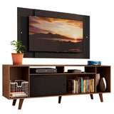 Rack Madesa Cancun con Patas y Panel para TV hasta 58 Pulgadas Negro/Marrón