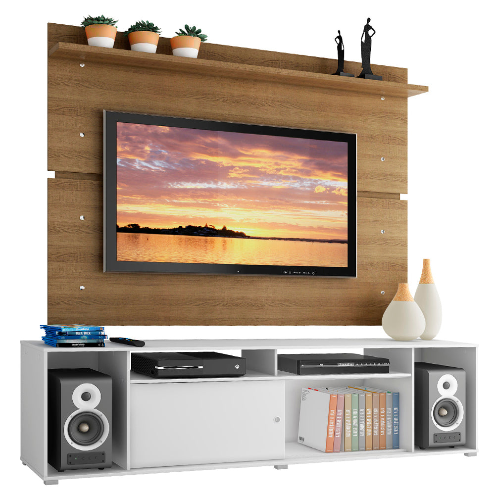 Rack Madesa Cancun con Panel para TV hasta 65 Pulgadas Blanco/Marrón