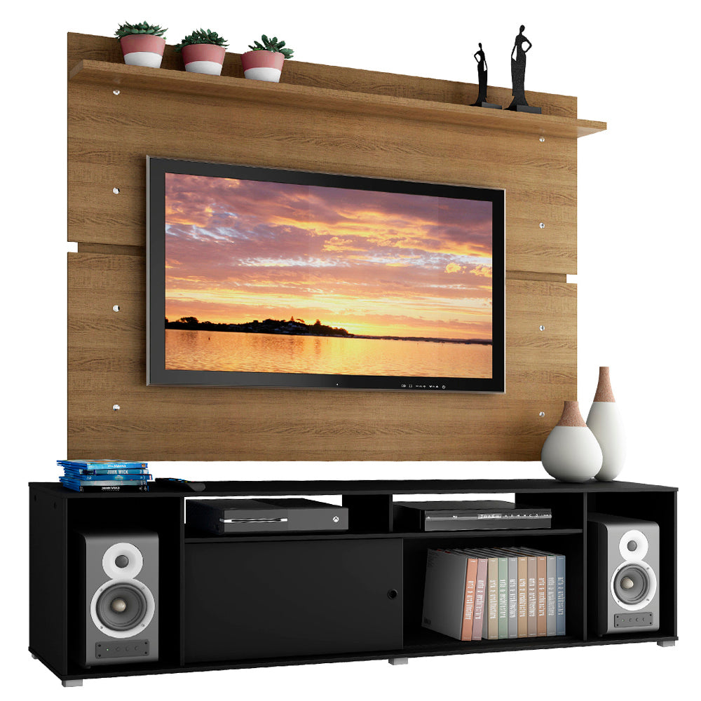 Rack Madesa Cancun con Panel para TV hasta 65 Pulgadas Negro/Marrón