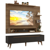 Rack con Panel para TV hasta 60 Pulgadas 180 cm con Patas Marrón/Negro/Marrón Reims Madesa