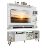 Rack con Panel para TV hasta 60 Pulgadas 180 cm con Patas Blanco/Marrón Cancun Madesa