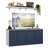 Rack para TV hasta 70 pulgadas + repisas de 160cm, Blanco/Azul Vik 05