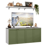 Rack para TV hasta 70 pulgadas + repisas de 160cm, Blanco/Verde Vik 05