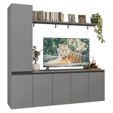 Rack para TV hasta 70 pulgadas flotante + repisa de 200cm, Gris Nice 01