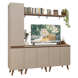 Rack para TV hasta 70 pulgadas + repisa 200cm Crema Nice 02