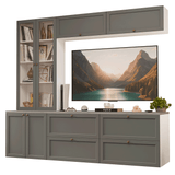 Centros de Entretenimiento con Rack + Cristaleiro 230 cm Blanco/Gris Vik Madesa 01