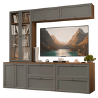 Centro de Entretenimiento con Rack Cristalero y Repisas 230 cm Marrón/Gris Vik Madesa