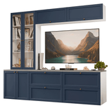 Centros de Entretenimiento con Rack + Cristaleiro 230 cm Blanco/Azul Vik Madesa 01