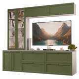 Centros de Entretenimiento con Rack + Cristaleiro 230 cm Blanco/Verde Vik Madesa 01