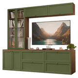 Centros de Entretenimiento con Rack + Cristaleiro 230 cm Marrón/Verde Vik Madesa 01