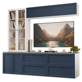 Centros de Entretenimiento con Rack + Cristaleiro 230 cm Blanco/Azul/Blanco Vik Madesa 01