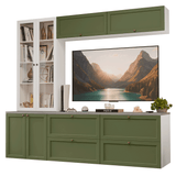 Centros de Entretenimiento con Rack + Cristaleiro 230 cm Blanco/Verde/Blanco Vik Madesa 01