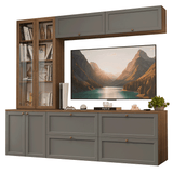 Centros de Entretenimiento con Rack + Cristaleiro 230 cm Marrón/Gris/Marrón Vik Madesa 02