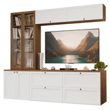 Centros de Entretenimiento con Rack + Cristaleiro 230 cm Marrón/Blanco/Marrón Vik Madesa 02