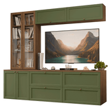 Centros de Entretenimiento con Rack + Cristaleiro 230 cm Marrón/Verde/Marrón Vik Madesa 02