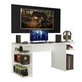 Escritorio Gamer Madesa 9409 con Panel para TV hasta 50 Pulgadas Blanco/Negro