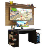 Escritorio Gamer Madesa 9409 e Panel para TV hasta 65 Pulgadas Negro/Marrón