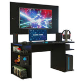 Escritorio Gamer Madesa 9409 con Panel para TV hasta 58 Pulgadas Negro