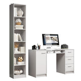 Escritorio de Oficina Madesa Alaska + Mueble Estante Librero Blanco