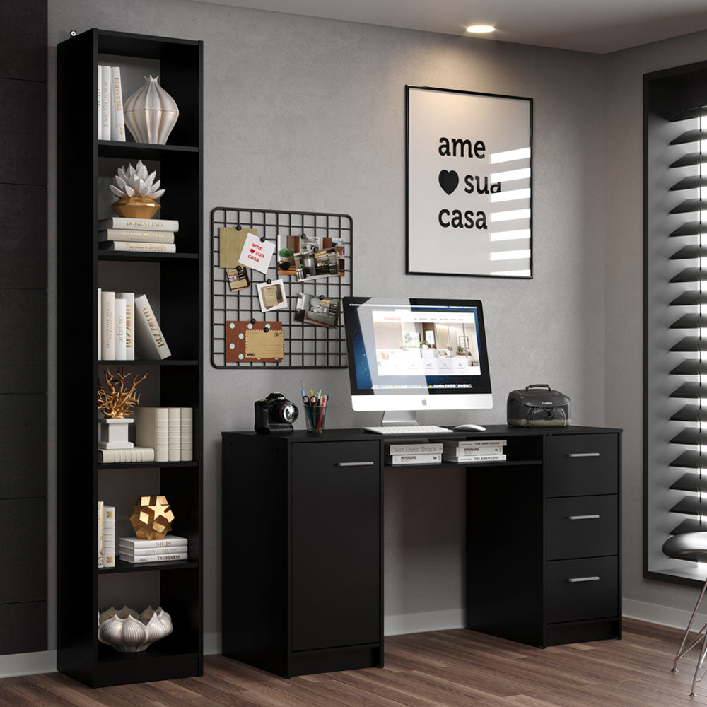 Escritorio Madesa Alaska y Librero Organizador 6906 Negro