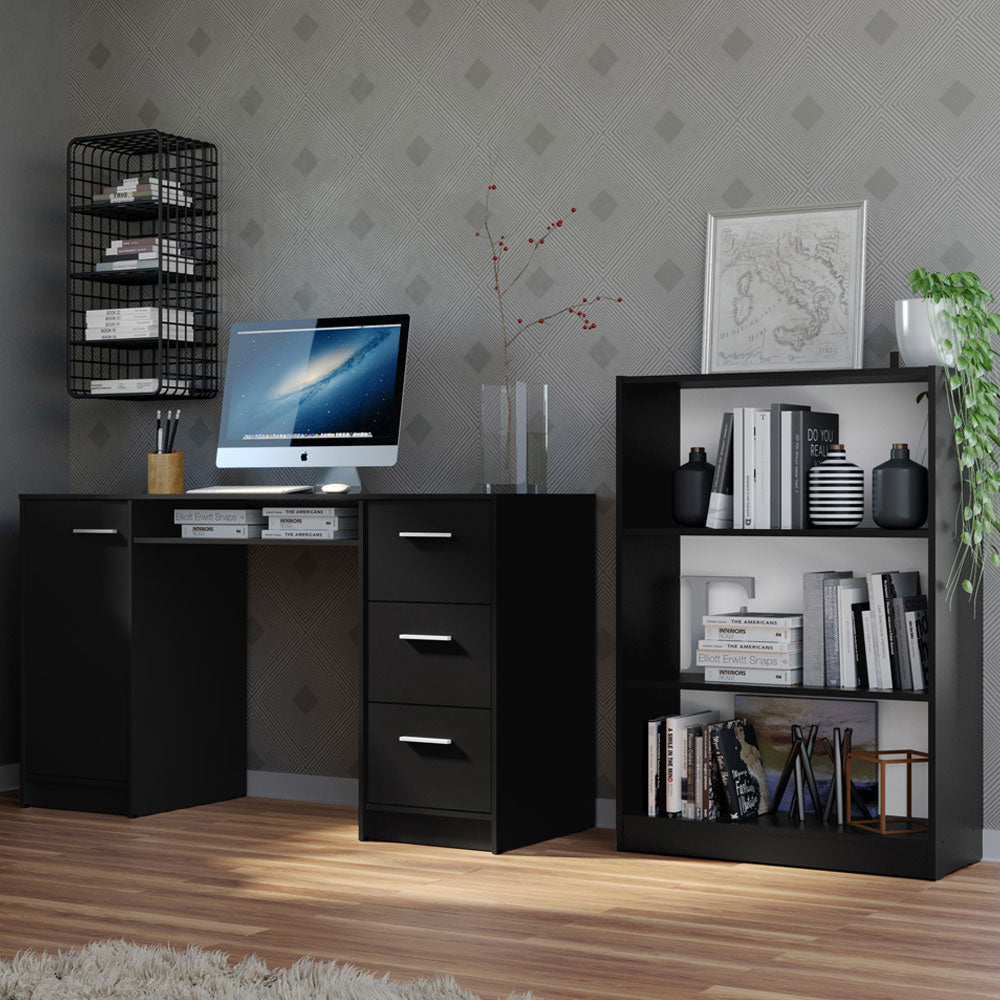 Escritorio Madesa Alaska y Librero Organizador 6907 Negro