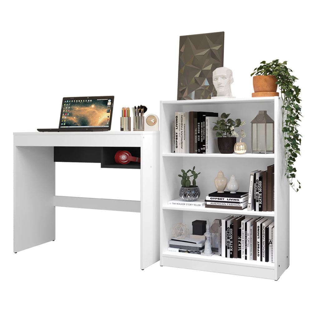 Kit Escritorio y Estante Librero Blanco Rubi Madesa