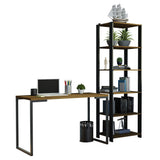 Combo Escritorio/Oficina con Mesa Industrial + Estante Negro/Marrón Madesa