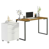 Combo Escritorio/Oficina con Mesa Industrial + Cajonera Marrón/Blanco Madesa