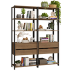 Estante Multiuso para Libros 140 cm 4 Cajones Marrón/Negro Madesa