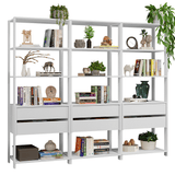 Estante Mueble Multiuso para Livros 6 Cajones 12 Repisas 210 cm Blanco Madesa