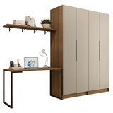 Conjunto Home Office 2 Armarios Neo 1 Escritorio 2 Repisas Marrón/Crema Madesa