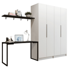 Kit Escritorio Industrial 2 Placard Neo 2 Repisas Blanco/Negro Madesa