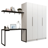 Conjunto Home Office 2 Placard Neo 1 Escritorio 2 Repisas Blanco/Negro Madesa